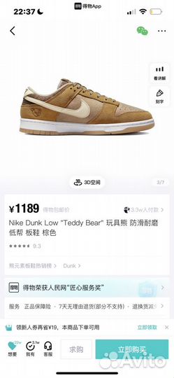 Nike Dunk Low teddy Bear