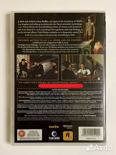 L.A. Noire Complete зарубеж лицензия DVD-box бокс