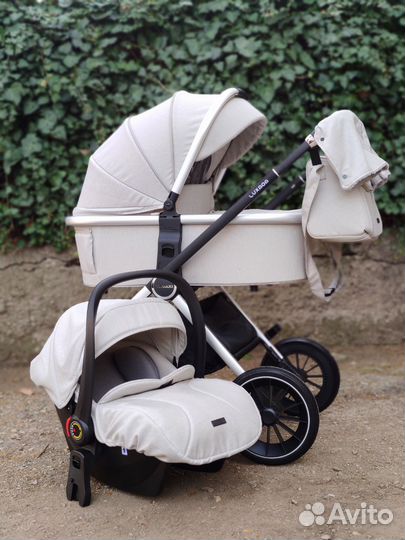 Коляска 3 в 1 Luxmom 750 бежевая