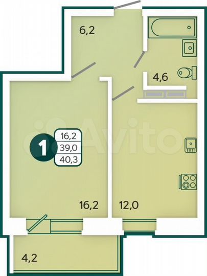 1-к. квартира, 40,3 м², 9/17 эт.