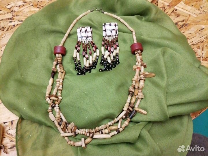 Серьги, ожерелье, четки