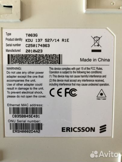 Оптический модем роутер Ericsson T063G