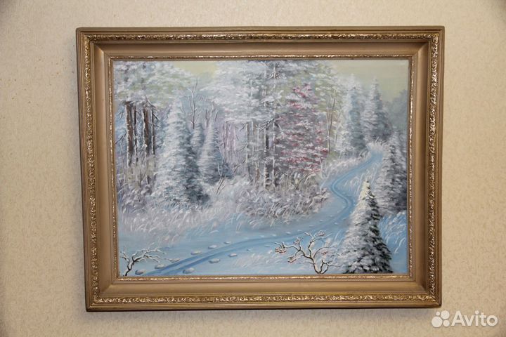Картина маслом Зимний лес А.Гай