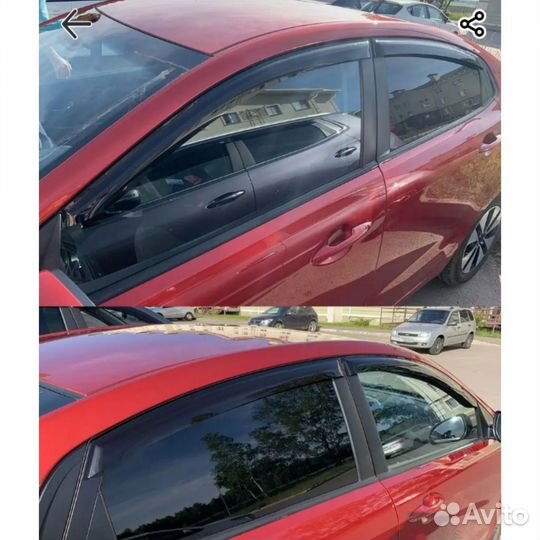 Дефлекторы клеющиеся Kia Rio sd c 2011-2017