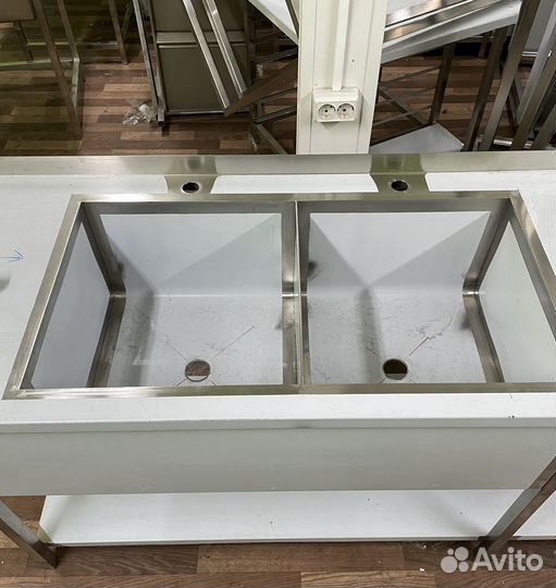 Двойная стол мойка из нержавейки