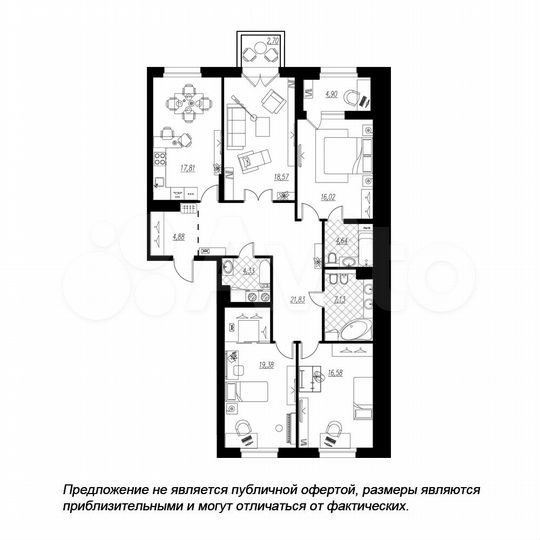 4-к. квартира, 136,2 м², 4/9 эт.