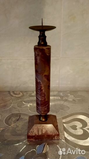 Подсвечник СССР яшма и латунь