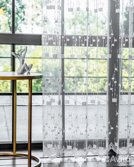 Тюль мона белый готовый на окна пошив