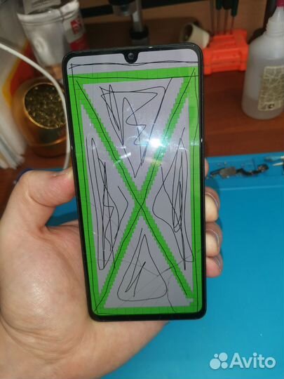 Дисплейный модуль Samsung А41 оригинал с рамкой