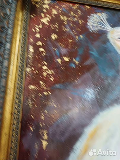 Картина интерьерная масло павлин