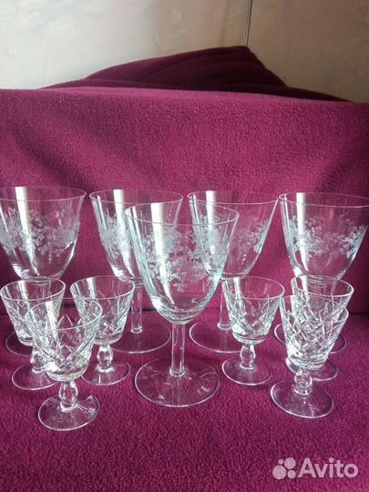 Бокалы под шампанское, мартини, ликеры, хрустальны