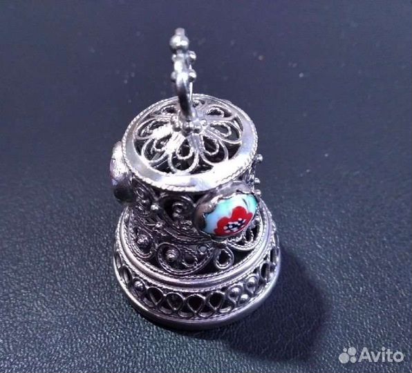 Серебрённый Колокольчик из Скани Чернь Живопись