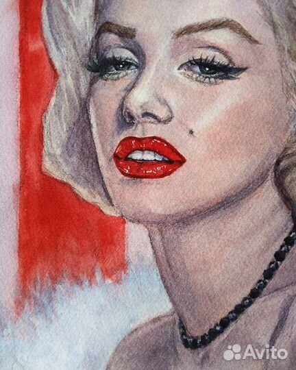 Картина Мэрилин Монро акварель