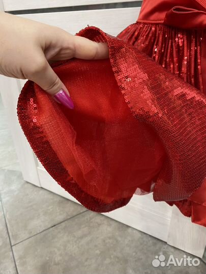 Блестящее Красное платье для девочки