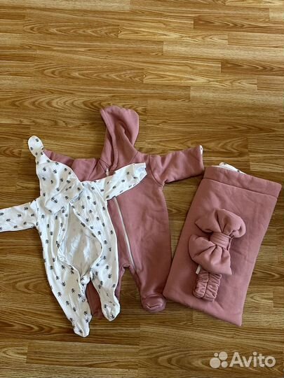 Комлект на выписку для девочки пыльная роза