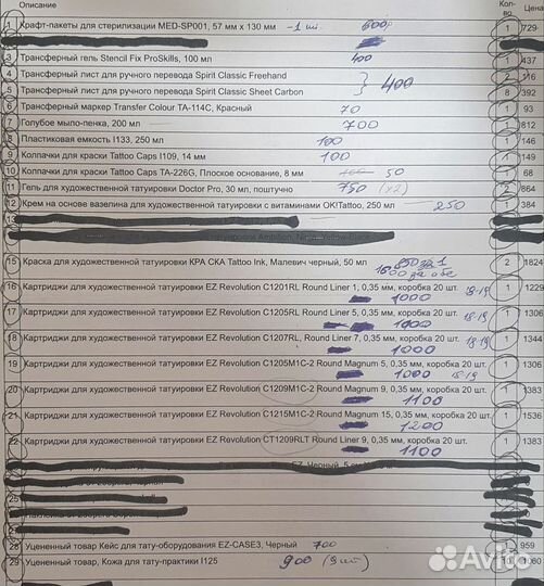 Краска для тату и другие расходники