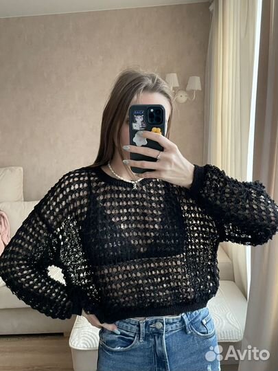 Плетеная кофта с длинным рукавом