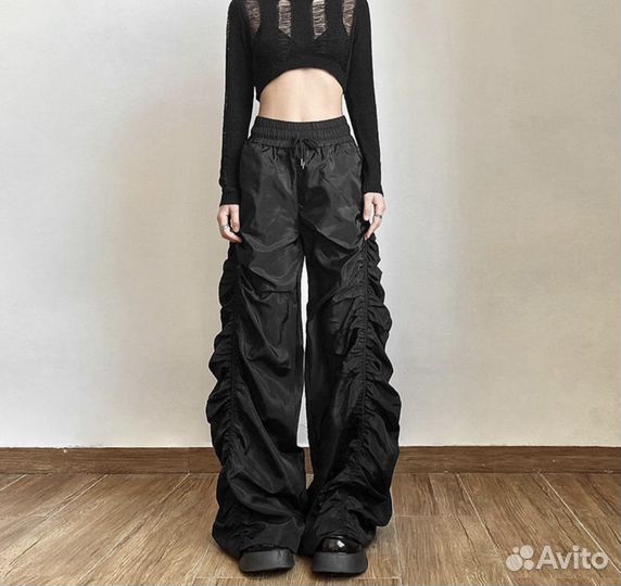 Брюки штаны карго на сборках