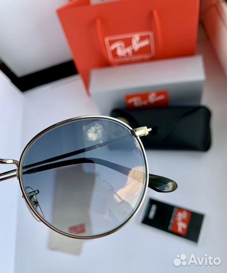 Очки ray ban round metal пепельные