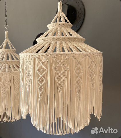 Люстра потолочная абажур плетеный макраме