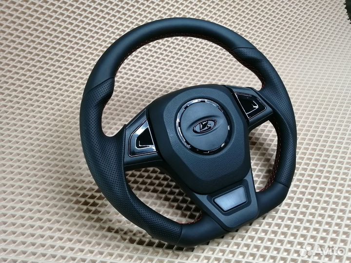 Руль Лада Нива анатомический+ красная строчка