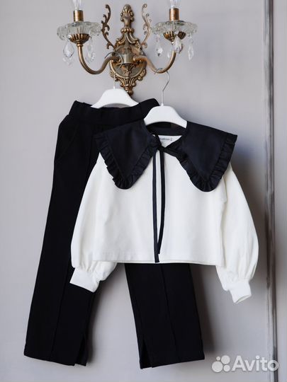 Брючный комплект для девочки 128 и 134 см черный