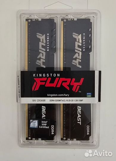 Модуль памяти 32Gb(16Gbx2) DDR4 Kingston 3200Mhz