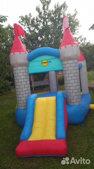 Детский надувной батут с горкой happy hop