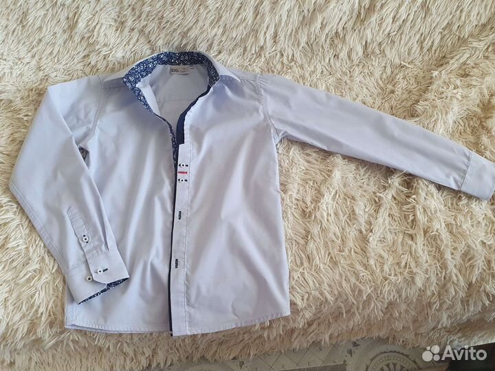 Рубашка на мальчика голубая р.140
