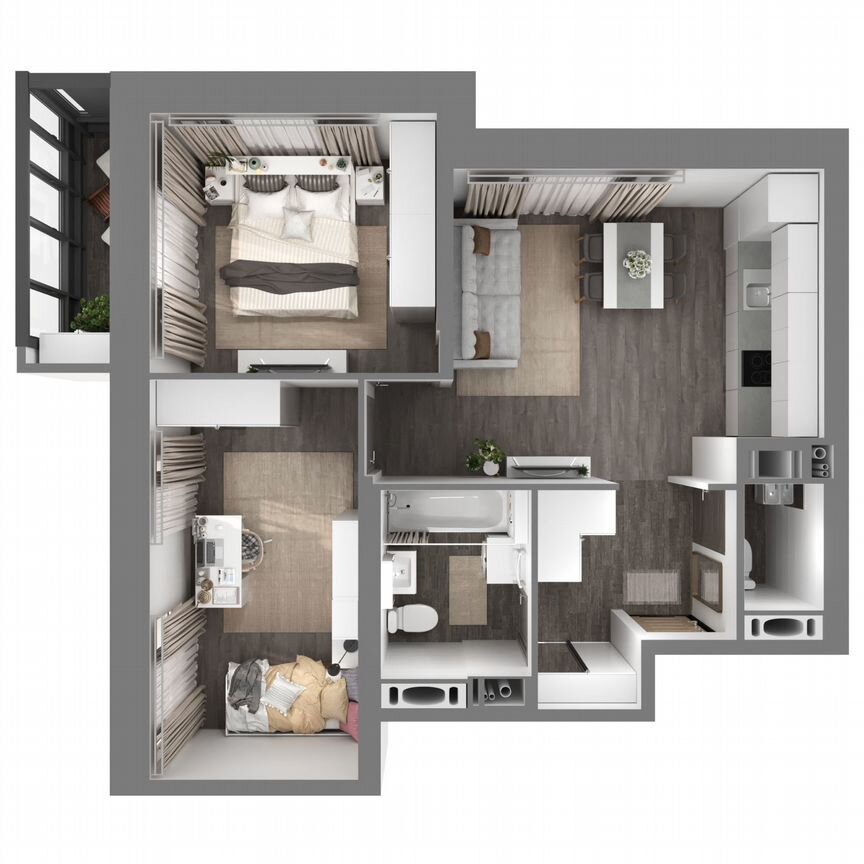 2-к. квартира, 56,3 м², 16/23 эт.