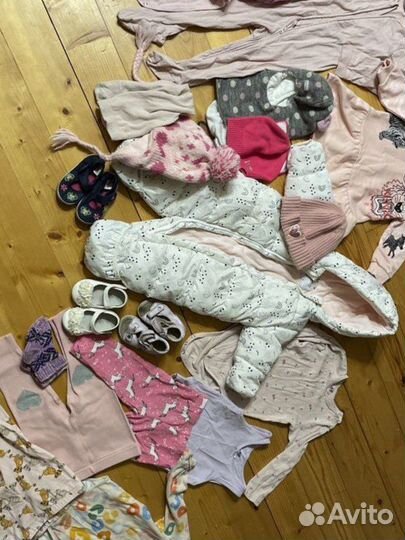 Большой пакет одежды и обуви на девочку 74-80-86