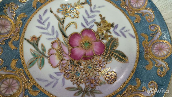 Тарелка Пион. Satsuma. Техника Мориажа