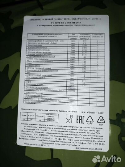 Ирп сухпай сухой паек