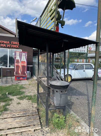 Мангал с печью под казан и крышей разборный