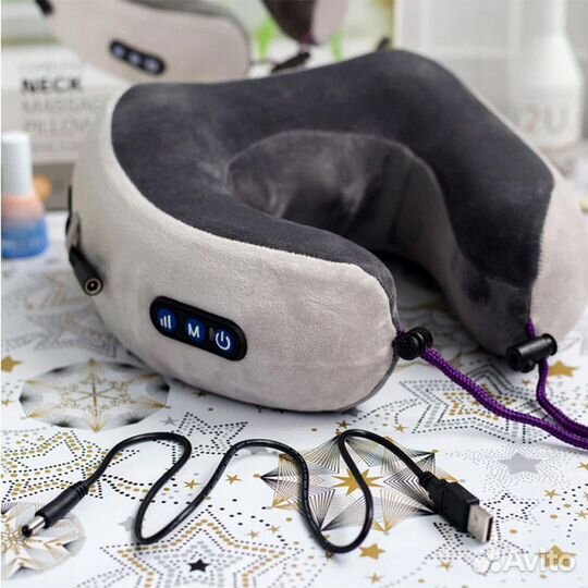 Аккумуляторная подушка массажер для шеи / Новая