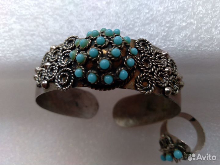 Браслет и кольцо винтаж бирюза редкость