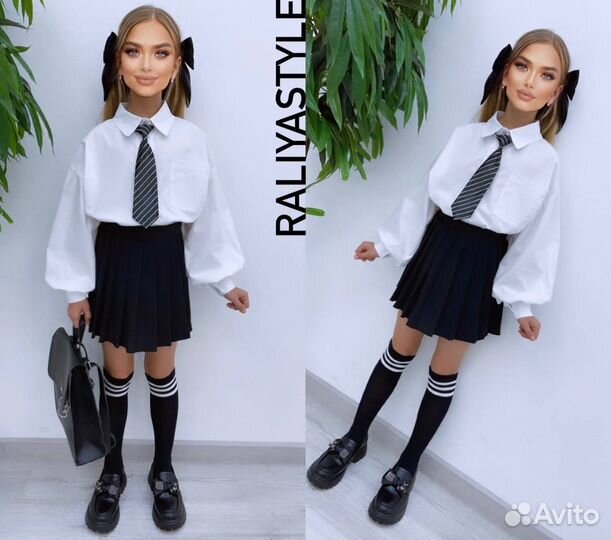 Шикарная блузка с галстуком на девочку 9/10 лет