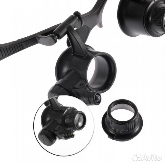 Очки Лупа сменные линзы 25x/20x/15x/10x 4шт