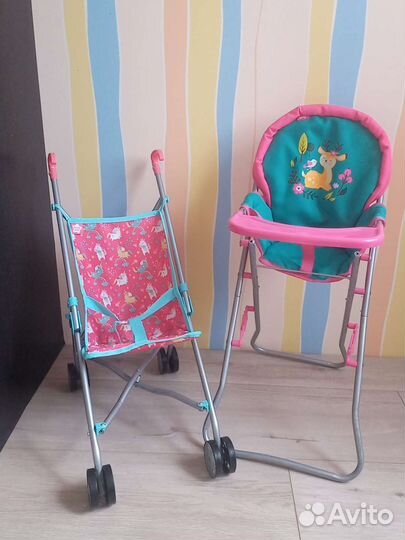 Коляска и стульчик для куклы