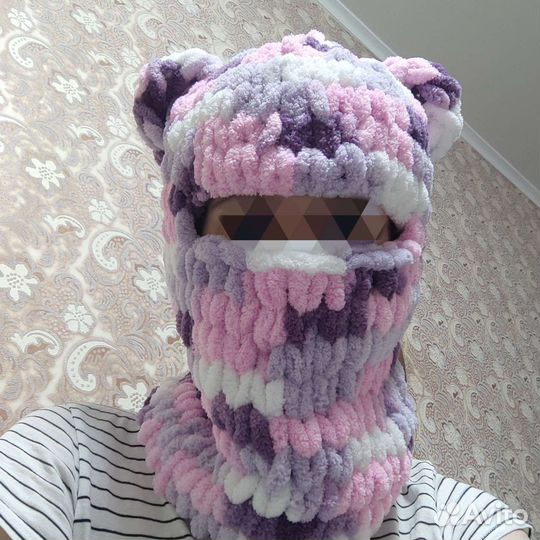 Балаклава вязаная с ушками