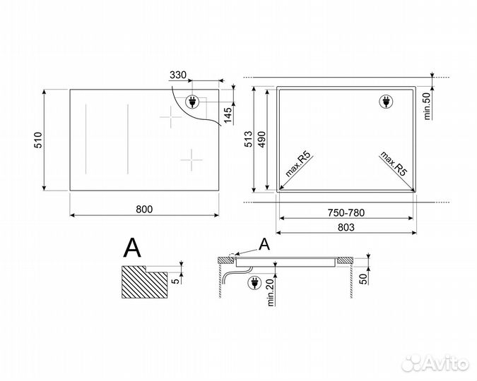 Варочная поверхность индукционная Smeg SIM3864MB