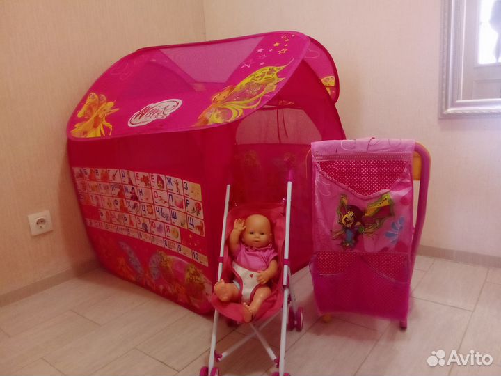 Детский игровой домик+ кукла+ коляска
