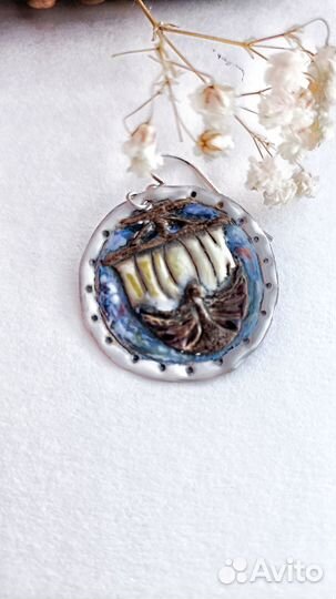 Серьги керамические кораблики ручная работа