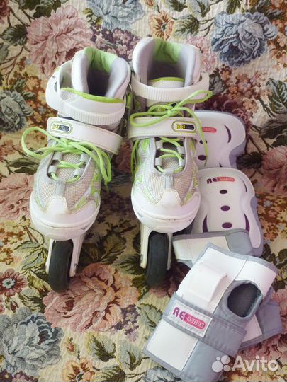 Коньки роликовые женские с защитой 33-36 р