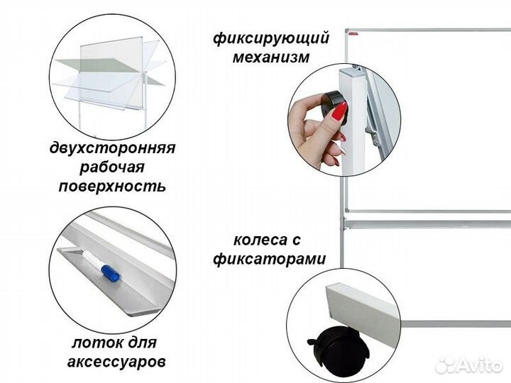 Доска на колесах маркерная, 150х100 см, офисная