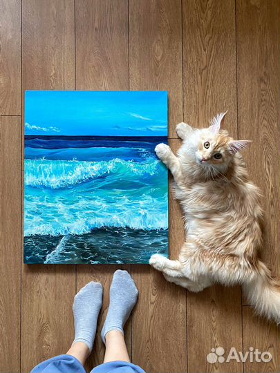 Картина маслом бушующее море. Картина волна