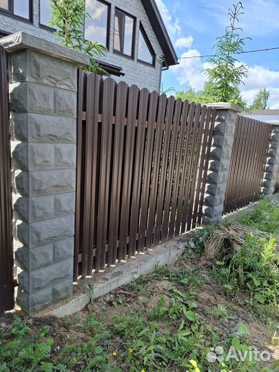 Забор Штакетник двусторонний1,8м шахмат зазаор 8см