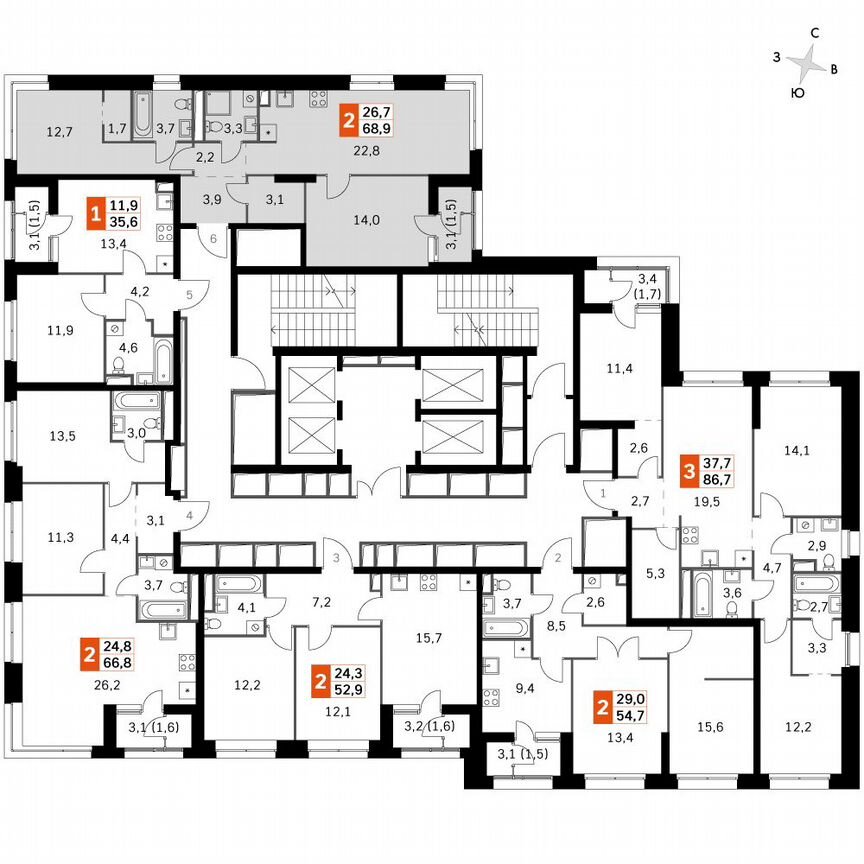 2-к. квартира, 69,6 м², 41/41 эт.