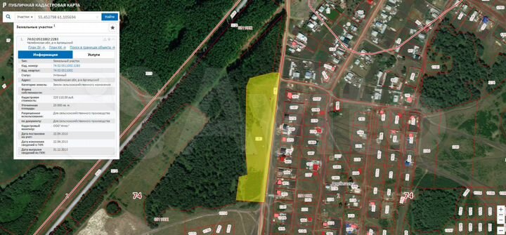 Участок 2,3 га (СНТ, ДНП)