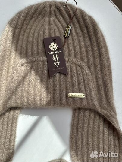 Комплект кашемир шапка и варежки